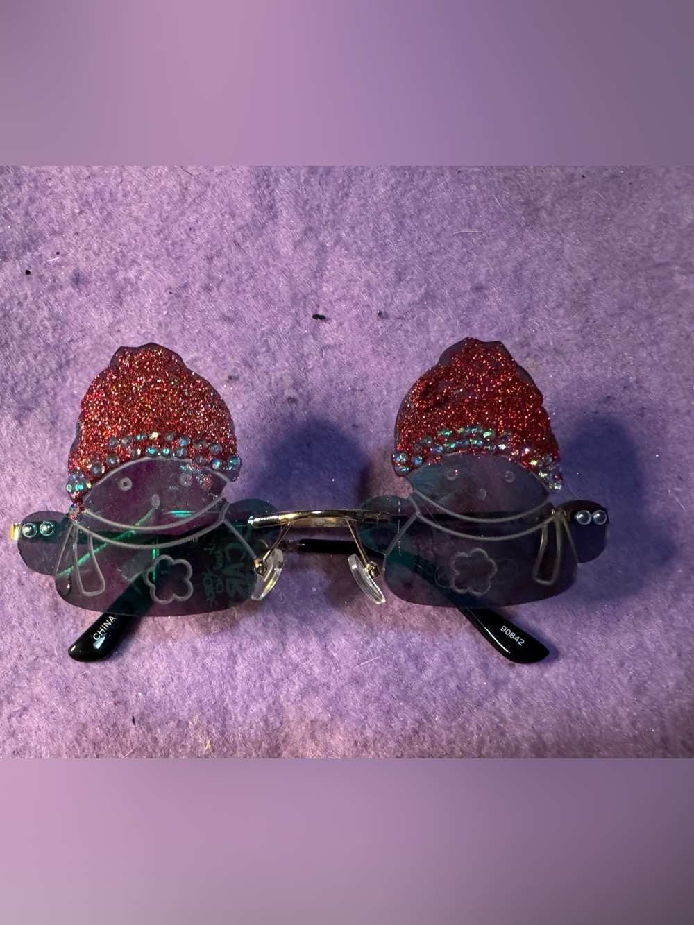 Red Glitter snowman Accent Sunglasses